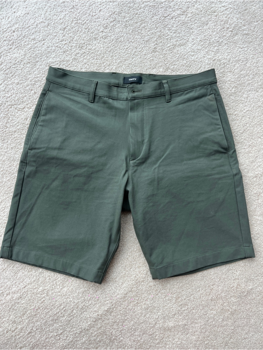 Theory Men's Olive Green Chino Shorts (Approach Twill)